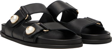 Sneakers og sko Jimmy Choo Fayence Pearl-Embellished Leather Flat Sandals Sort | FAYENCE SANDAL, 3