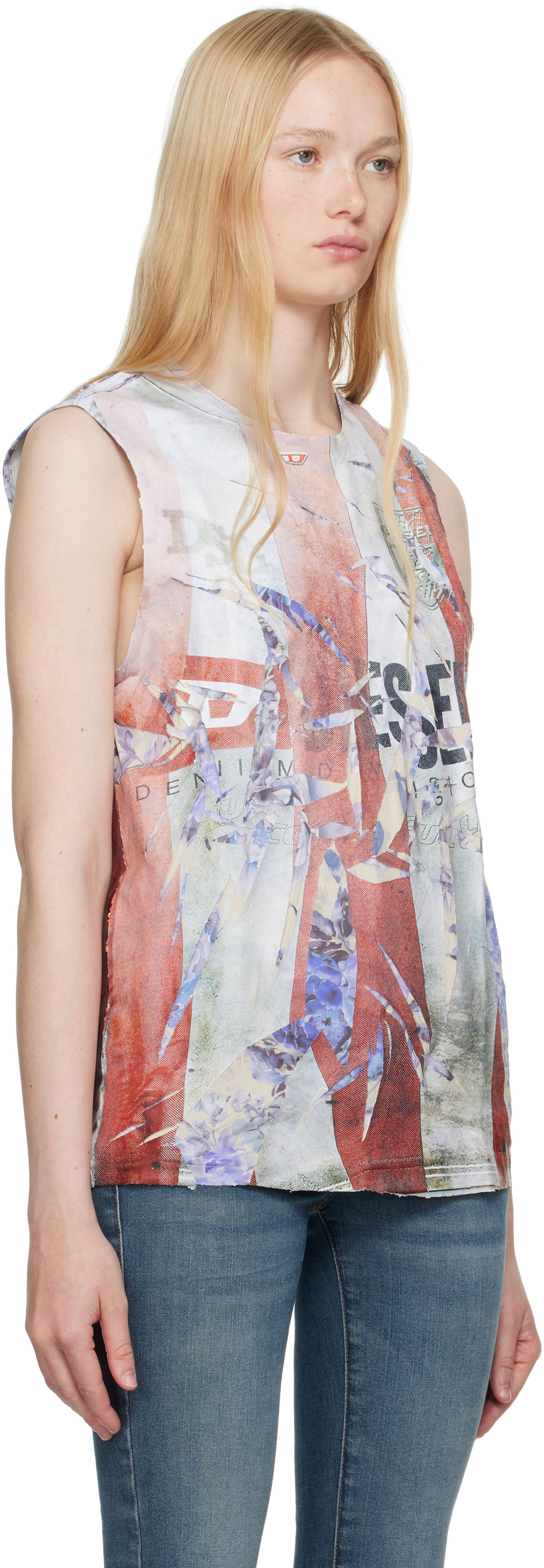 Tanktop Diesel Diesel T-Per-Stripe Graphic Print Tank Top Flerfarvet | A18700 0SKBT, 1
