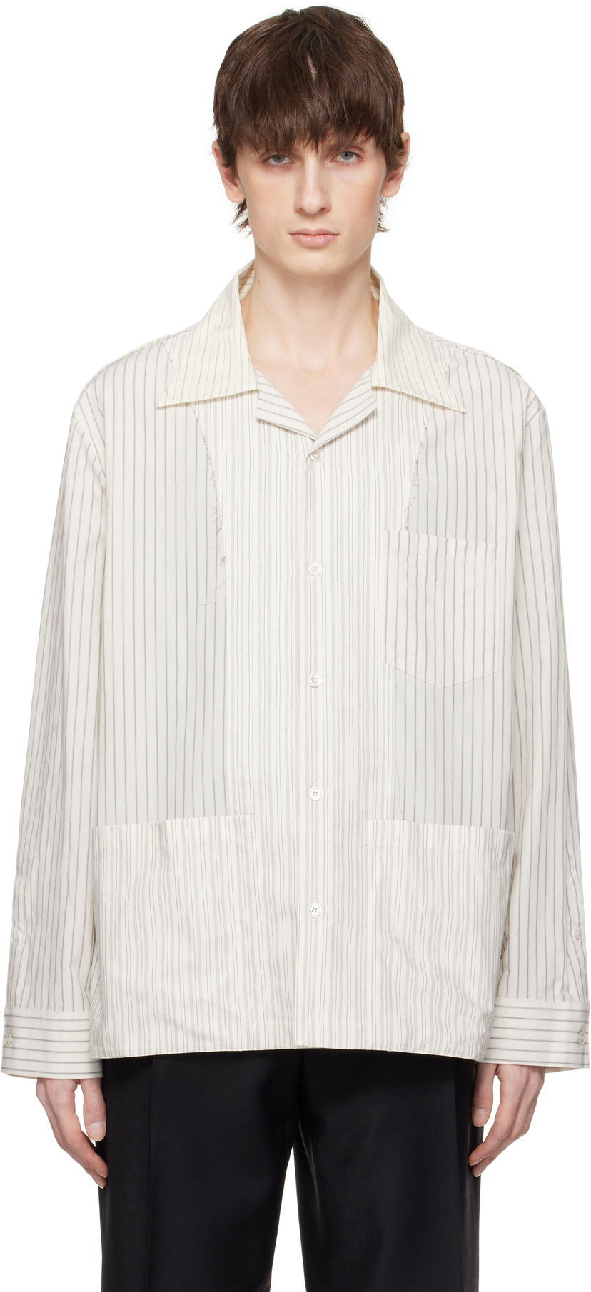 Skjorte Maison Margiela Maison Margiela Reconstructed Pinstripe Shirt Hvid | S50DT0047 MTN053