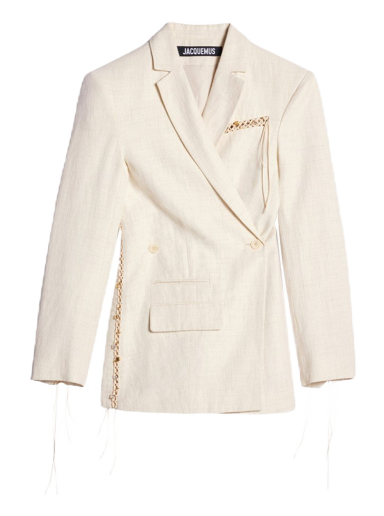 Jakke Jacquemus La Veste Tibau Brodee Embroidered Double-Breasted Hvid | 231JA024-1069-110