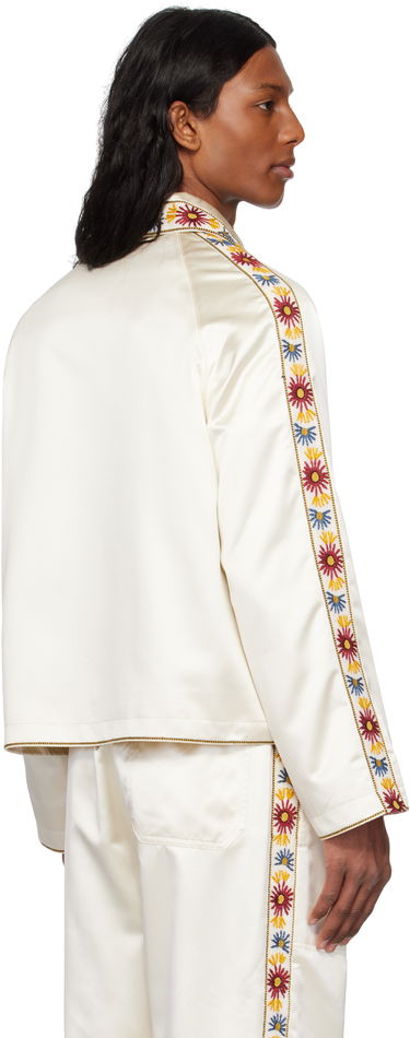 Bomberjakke Bode Bode Embroidered Satin Jacket Hvid | MRS25OW014, 2