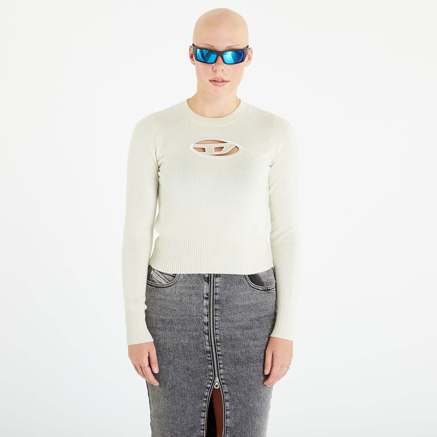 T-shirts og tank tops Diesel M-Areesa Knitwear Silver Green Hvid | A06712_0KCAE Silver Green, 0