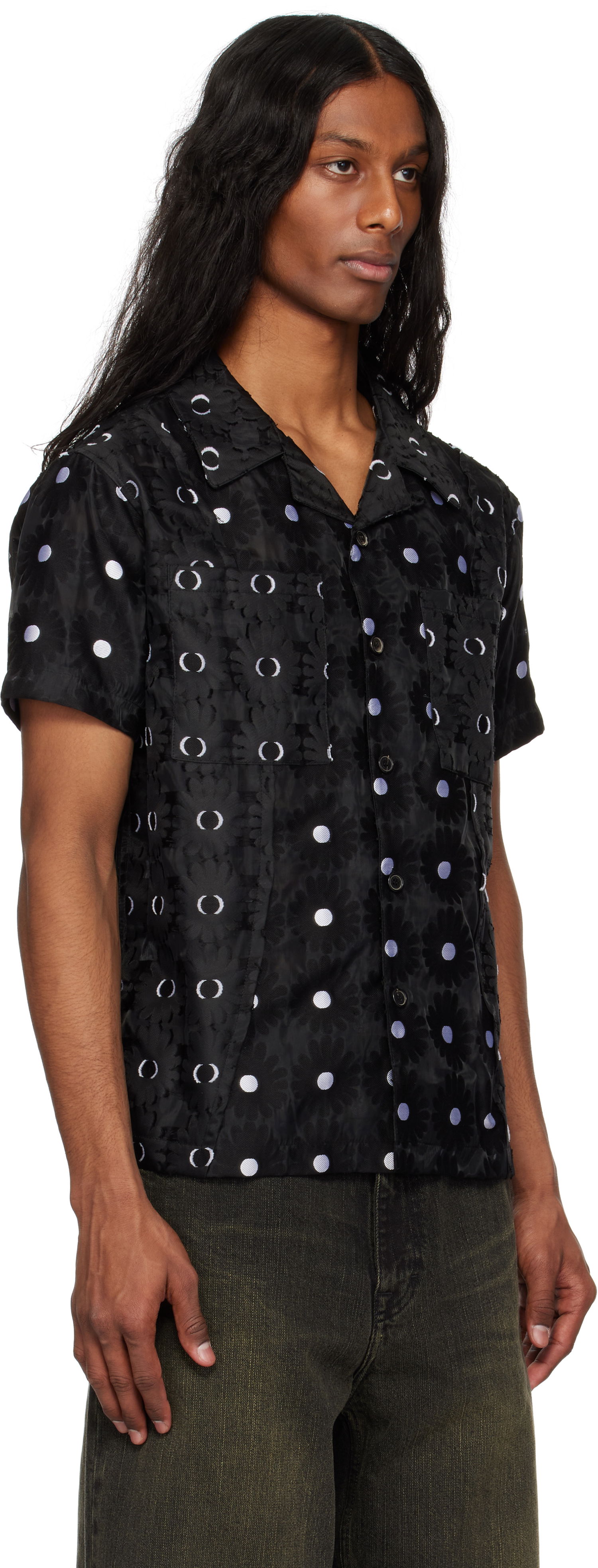 Skjorte Andersson Bell Andersson Bell Half Sheer Flower Shirt Sort | atb1276m, 1