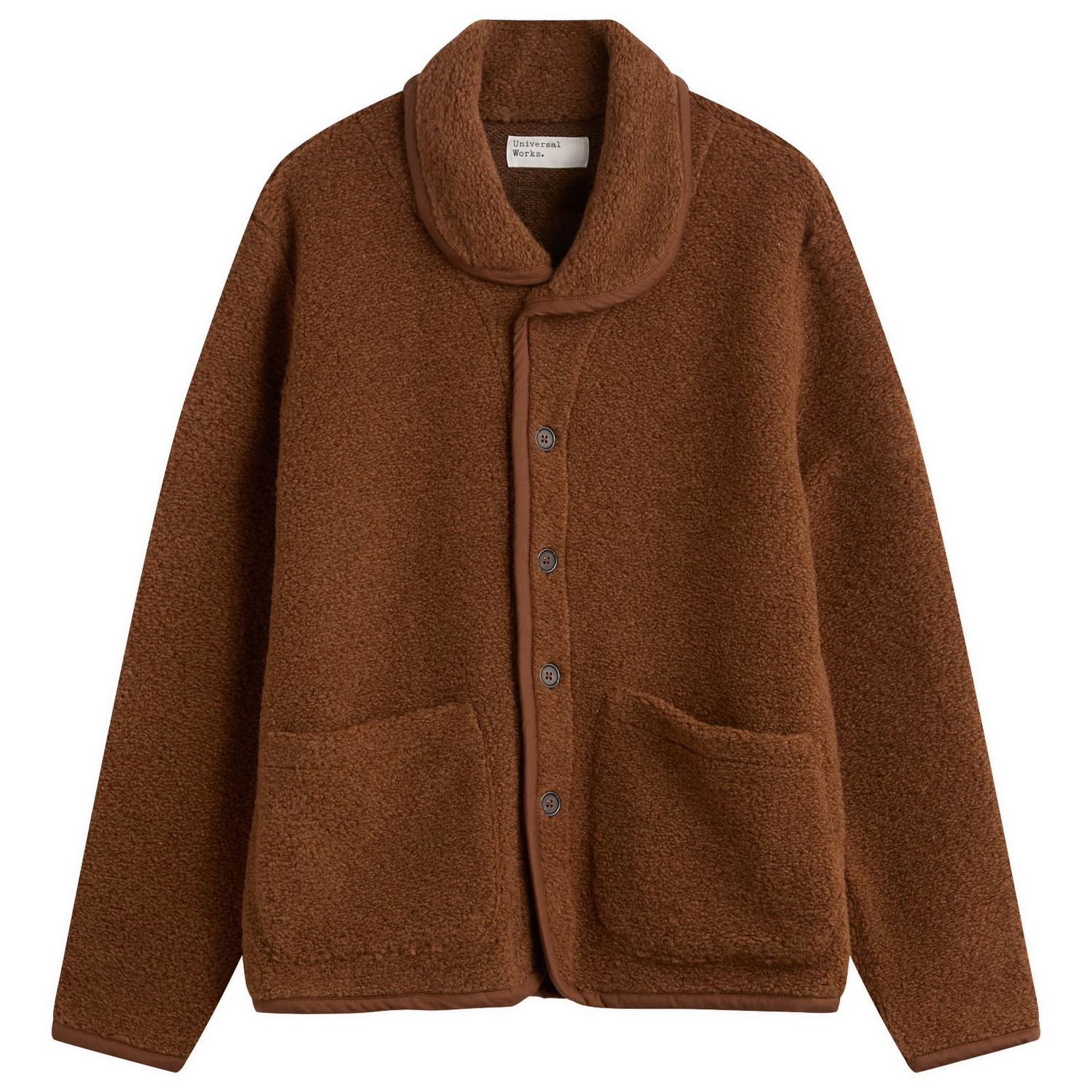 Jakke Universal Works Universal Works Alvar Fleece Lancaster Jacket Brun | 33703-CMN, 1