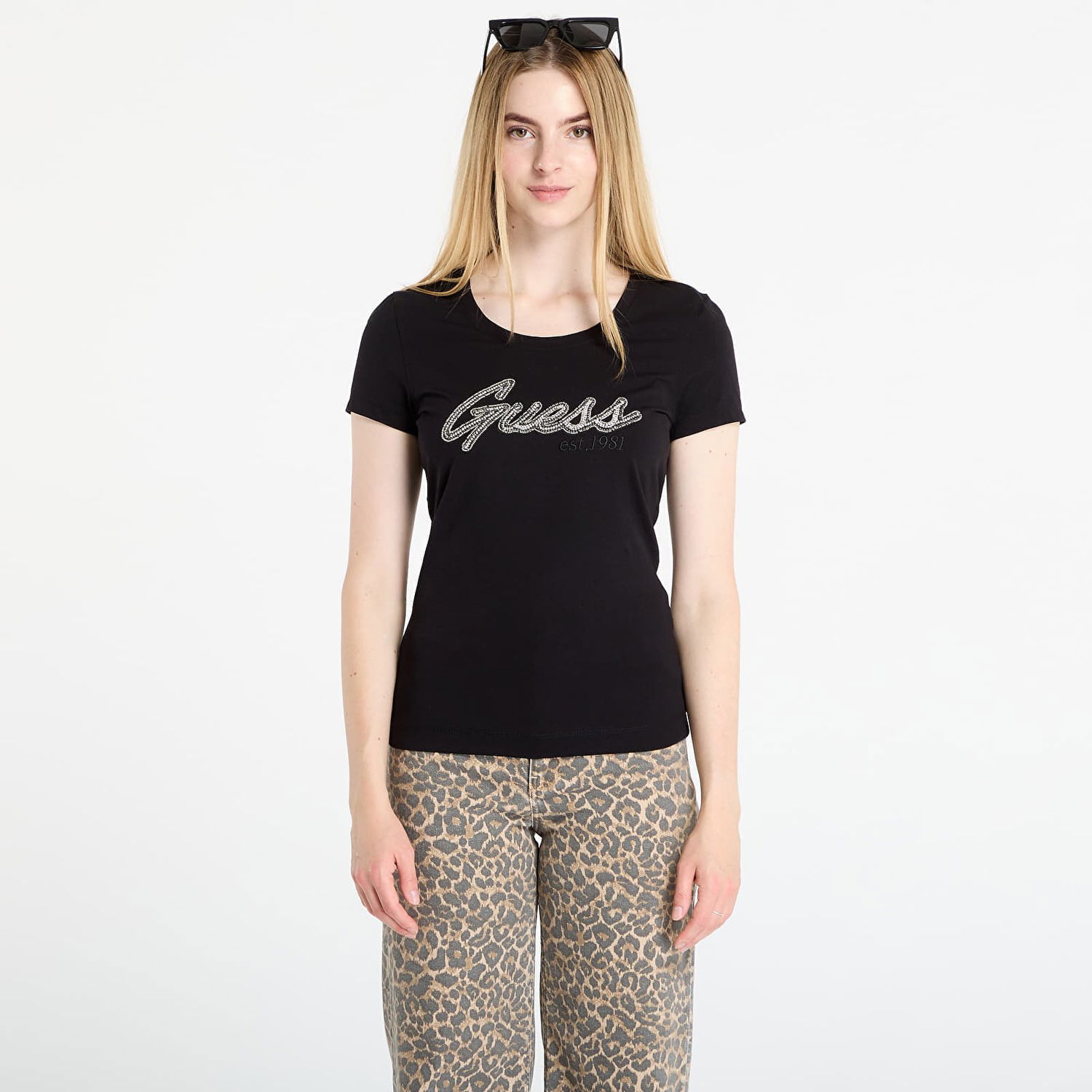 T-shirt GUESS GUESS Logo Hot Fix Tee Sort | W5YI16J1314-JBLK, 0