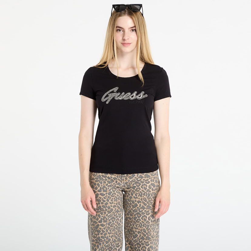 T-shirt GUESS GUESS Logo Hot Fix Tee Sort | W5YI16J1314-JBLK