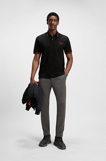 Polo skjorte BOSS Porsche x BOSS Cotton Polo Shirt with Moisture Control Sort | 50543257, 1