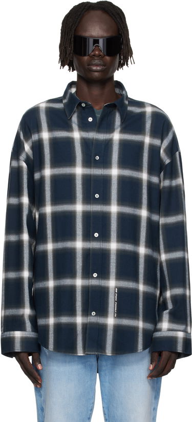 Skjorte Acne Studios Plaid Button-Up Shirt Mørkeblå | BB0632-, 0