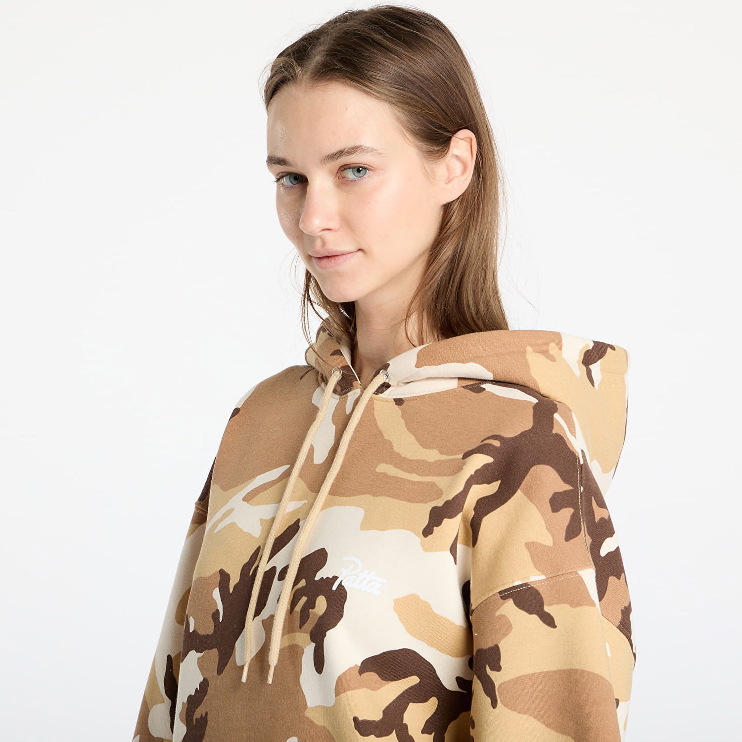 Sweatshirt Patta Patta Bark Woodland Camo Boxy Hoodie Beige | POC-SS25-2050-325-0006-193, 1