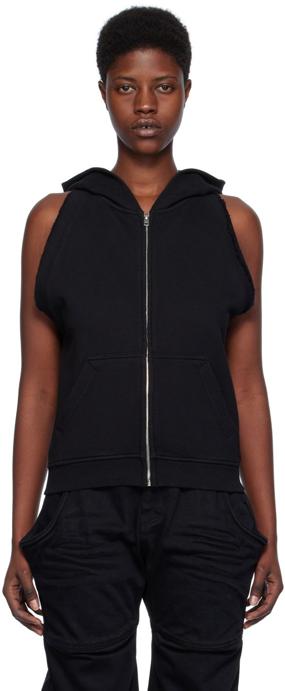 Sweatshirt We11done We11done Sleeveless Zip-Up Hoodie Sort | WD-TJ0-24-756-W-BK