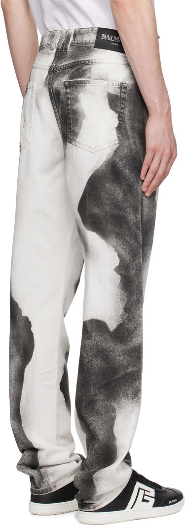 Jeans Balmain Balmain Regular Fit Moon Print Jeans Hvid | EH0MI043DE39, 2