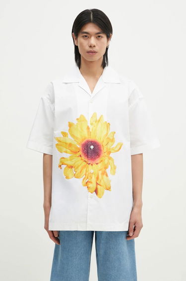 Skjorte JW Anderson JW Anderson Relaxed Short Sleeve Shirt with Sunflower Print Hvid | SH0335.PG1667.001, 0