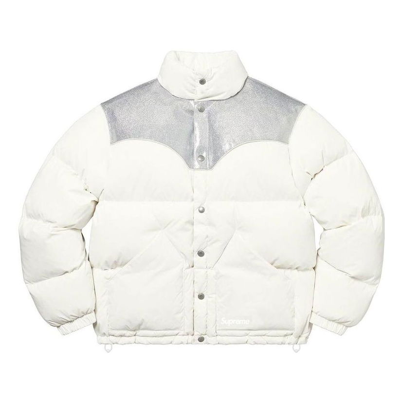 Puffer jakke Supreme Glitter Yoke Puffer Jacket Hvid | SUP-FW22-829
