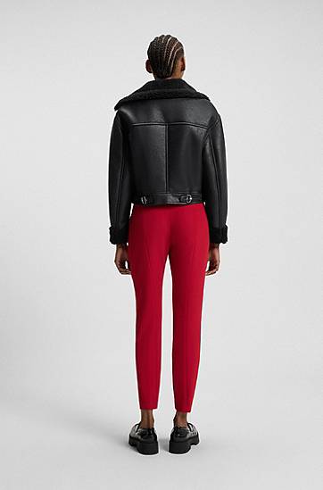 Jakke BOSS Oversized-fit Faux-Leather Jacket with Faux Shearling Sort | 50546751, 1