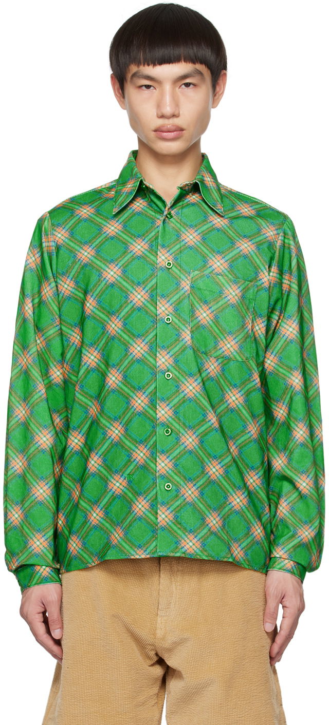 Skjorte ERL Plaid Button-Up Shirt Grøn | ERL06B007, 0