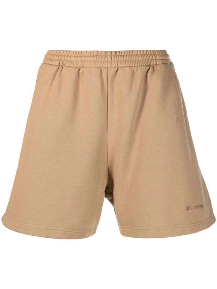 Shorts Balenciaga Logo Sweat Shorts Beige | 676137 TKVB5 0950