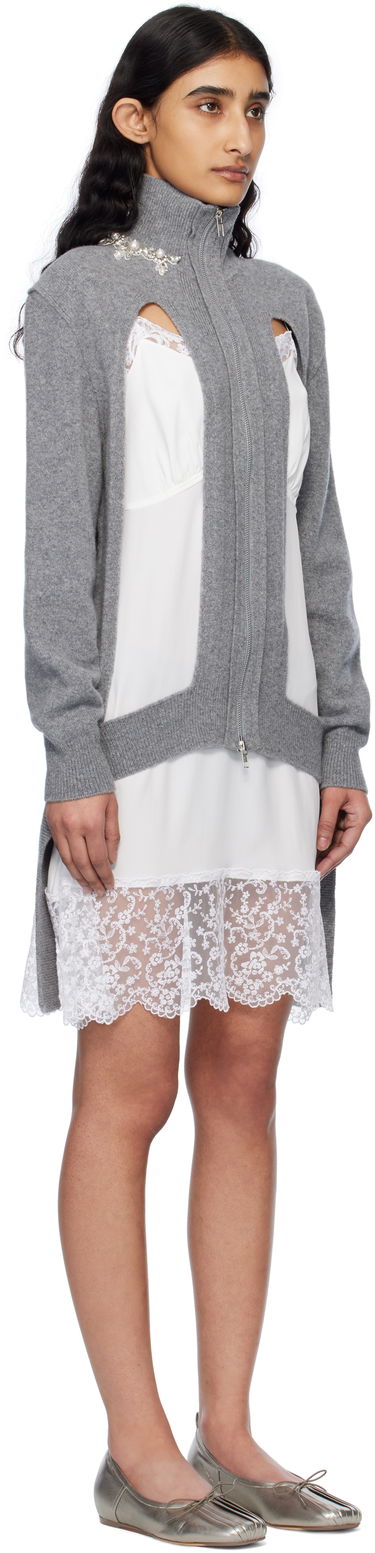 Kjole Simone Rocha Simone Rocha Embellished Window Zip Cardigan Beige | LMK4BW 0660, 4