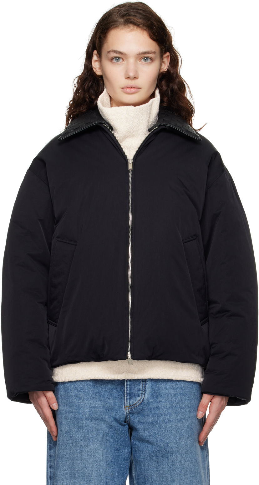 Puffer jakke Bottega Veneta Tech Nylon Down Jacket Sort | 809558 VF4K0