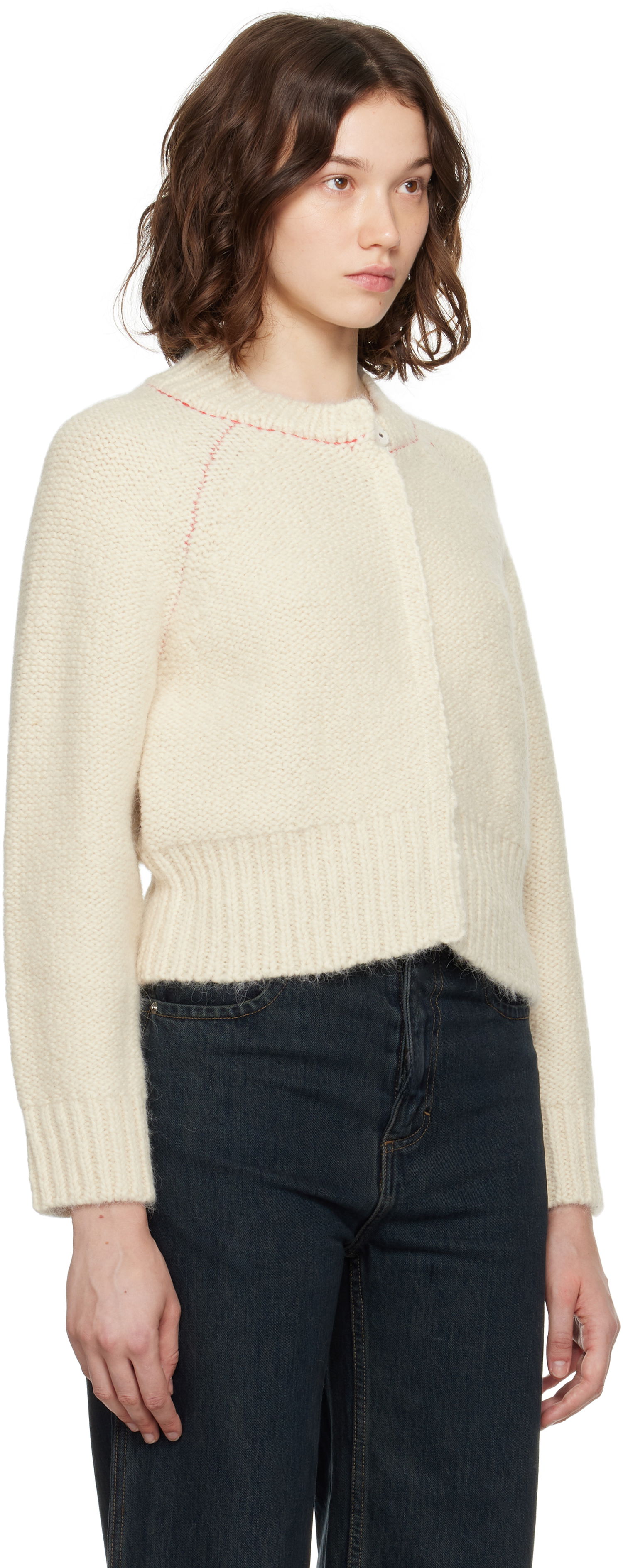 Sweater Eckhaus Latta Eckhaus Latta Fisherman's Bomber Cardigan Hvid | 8264-EL-PF25-EG -, 1