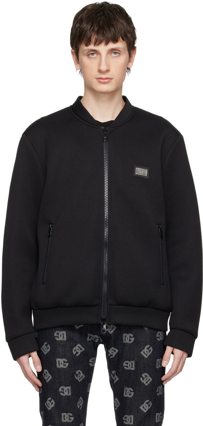 Bomberjakke Dolce & Gabbana Black Plaque Bomber Jacket Sort | G9ABDTGF786, 0
