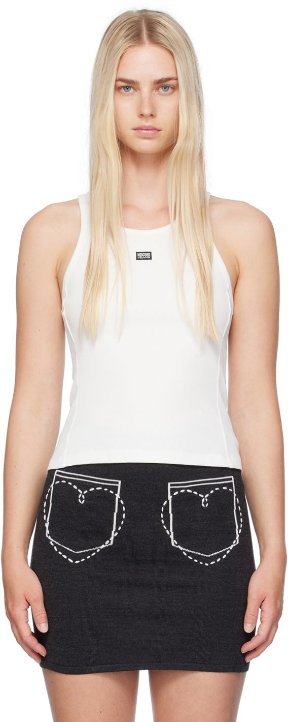 Tanktop Moschino Moschino Jeans Patch Tank Top Hvid | 242K10807