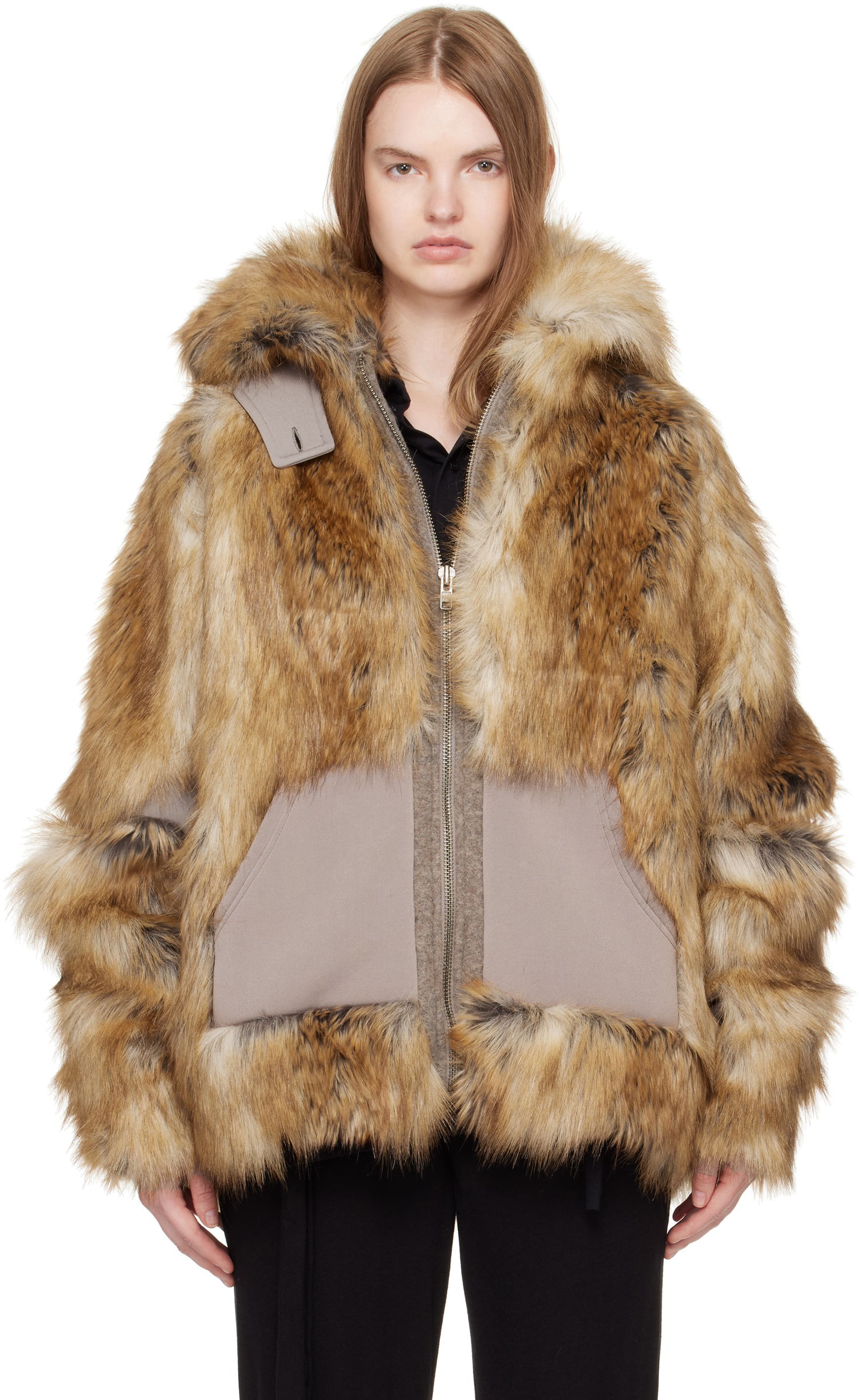 Jakke Ottolinger Ottolinger Oversized Furry Multiline Jacket Brun | 109-701709-01, 0