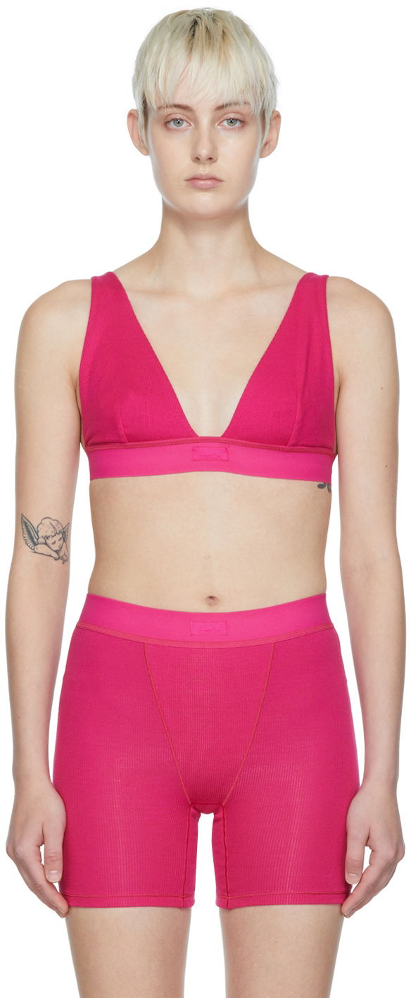 Bh SKIMS Women's Plunge Rib Bralette Lyserød | Br-plg-0037