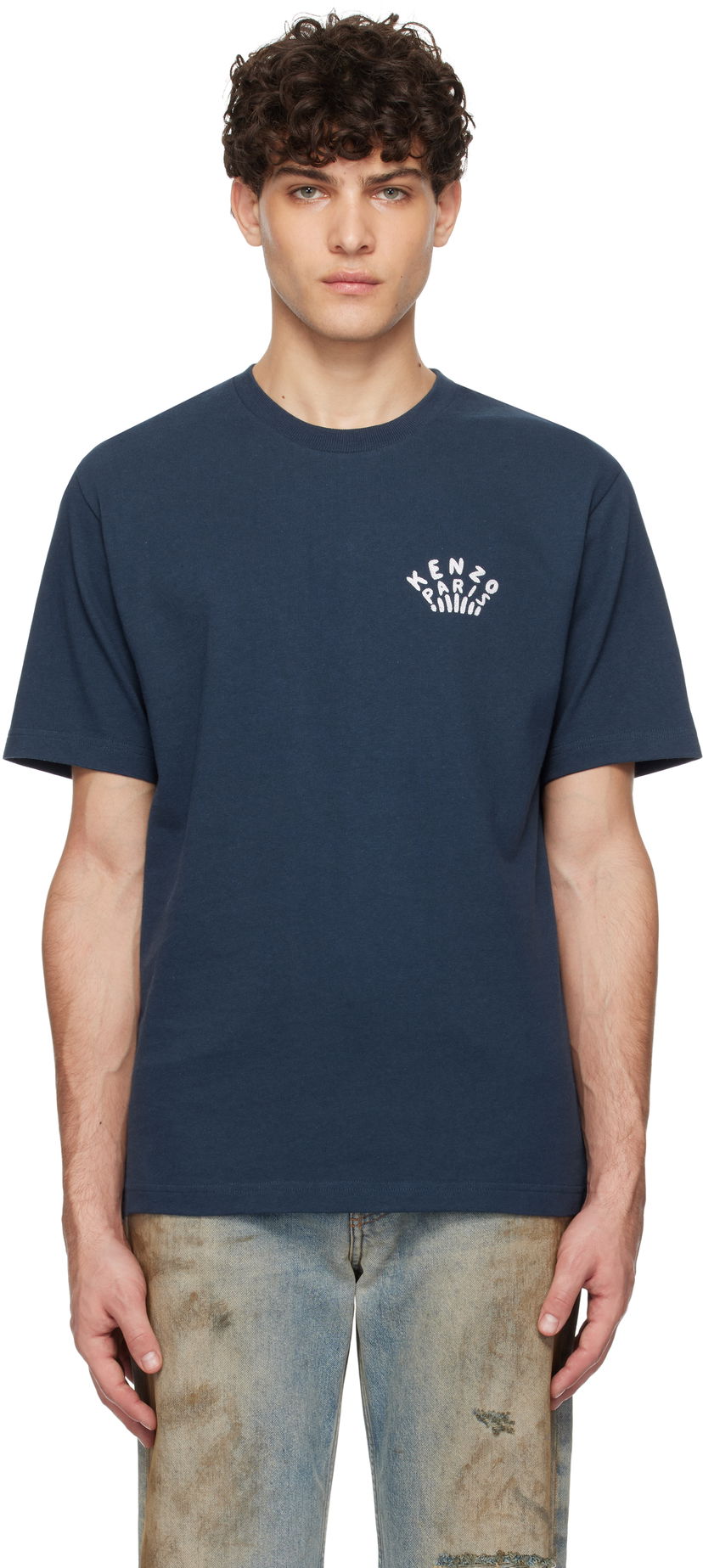 T-shirt KENZO Embroidered Logo T-Shirt Blå | FF55TS4954SI