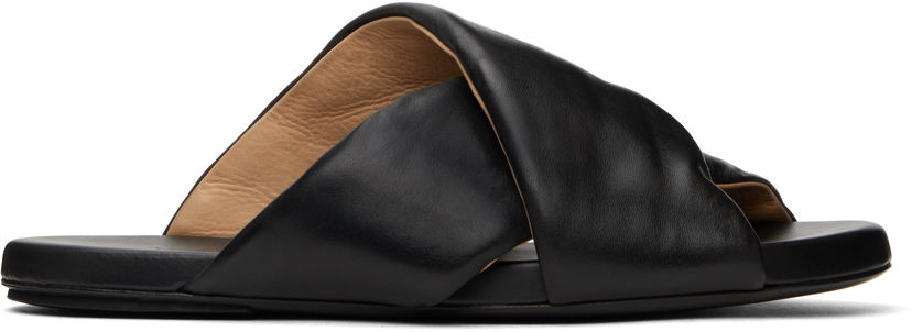Sneakers og sko Marsèll Marsèll Spanciata Twist Leather Slides Sort | M4468P010666