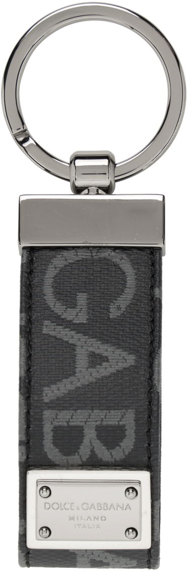 Nøgleringe Dolce & Gabbana Black Jacquard Keychain Sort | BP1371AJ705, 0