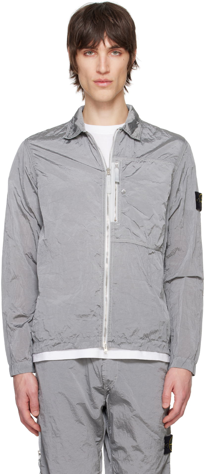 Vindjakke Stone Island Stone Island Regenerated Nylon Metal ECONYL Overshirt Grå | K1S15 1200005 S0019