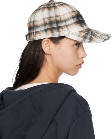 Kasket Acne Studios Acne Studios Distressed Plaid Cap Beige | C40410-, 2