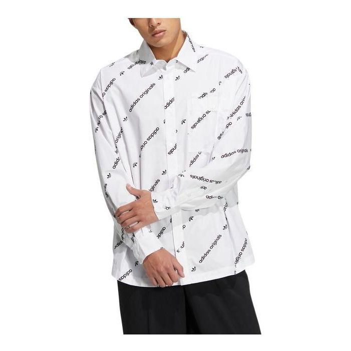 Skjorte adidas Originals Alphabet Print Long Sleeve Shirt Hvid | HU1228