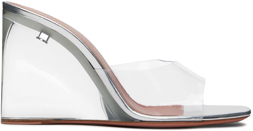 Tilbehør Amina Muaddi Amina Muaddi Lupita Glass Wedge Sandals Metalisk | LUPITA GLASS WEDGE PLEXI PVC