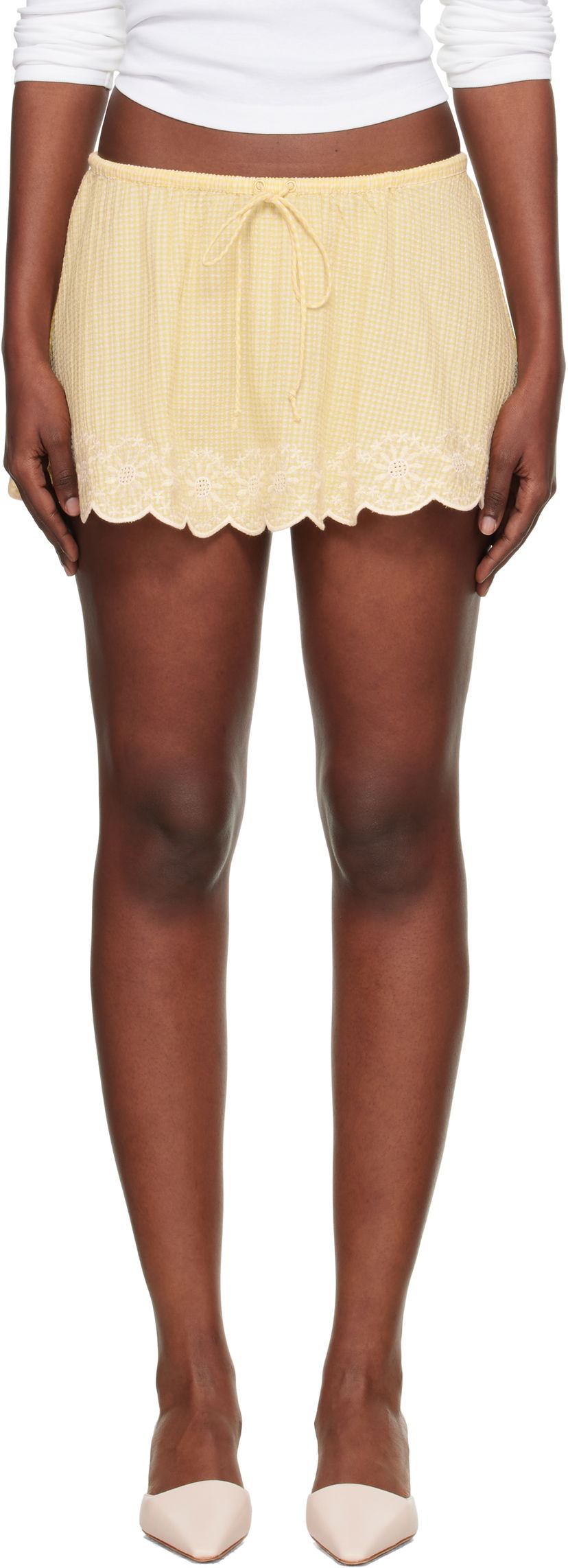 Nederdel GUIZIO Guizio Maelle Gingham Miniskirt Gul | P25304W167