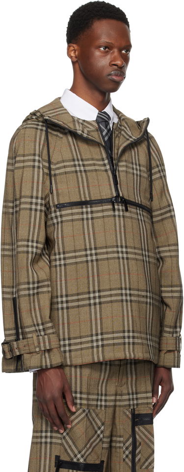Jakke Burberry Burberry Check Silk Blend Hooded Jacket Brun | 8108324, 1