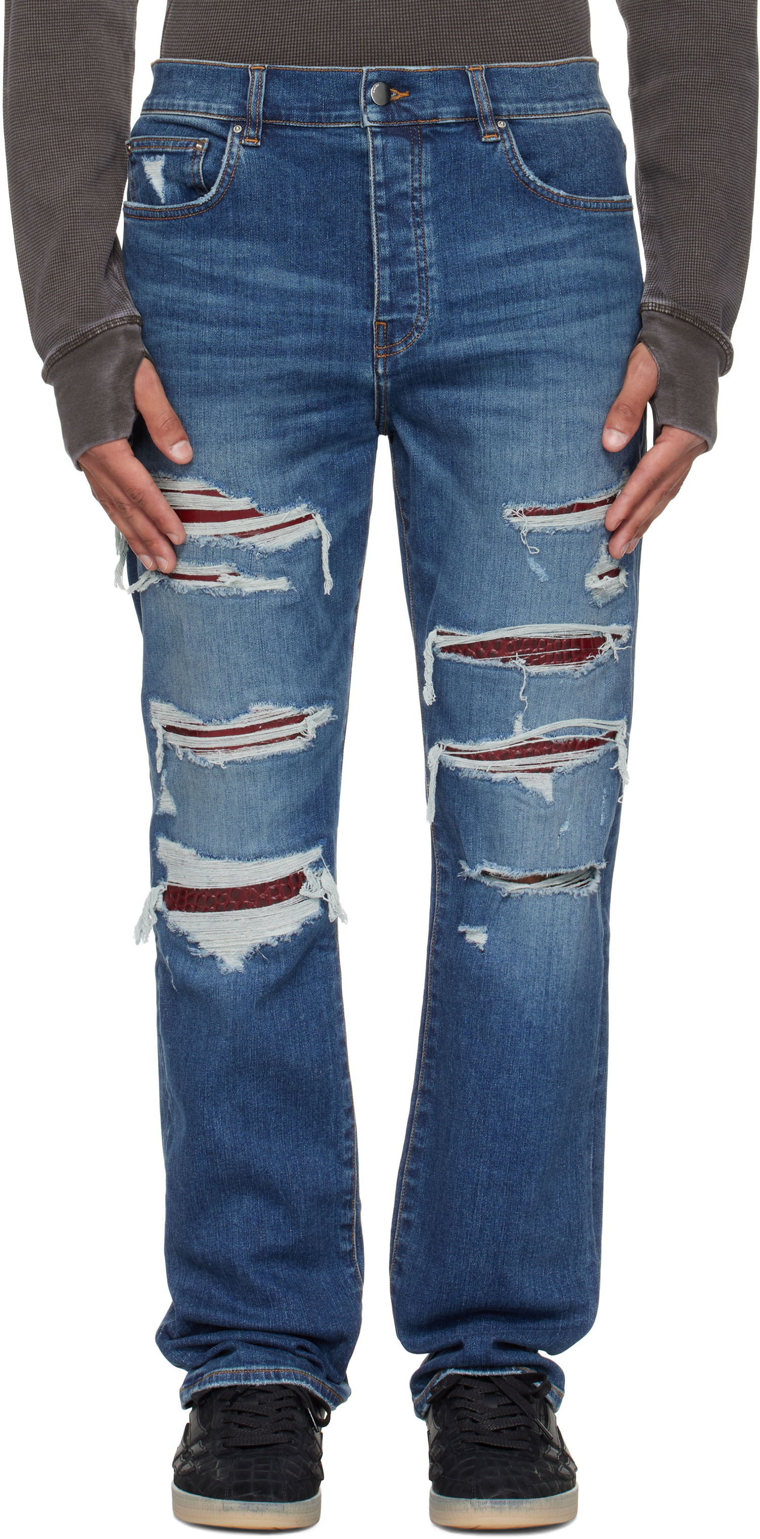 Jeans AMIRI AMIRI Croc Slim Thrasher Jeans Blå | AMDNSM1023, 0