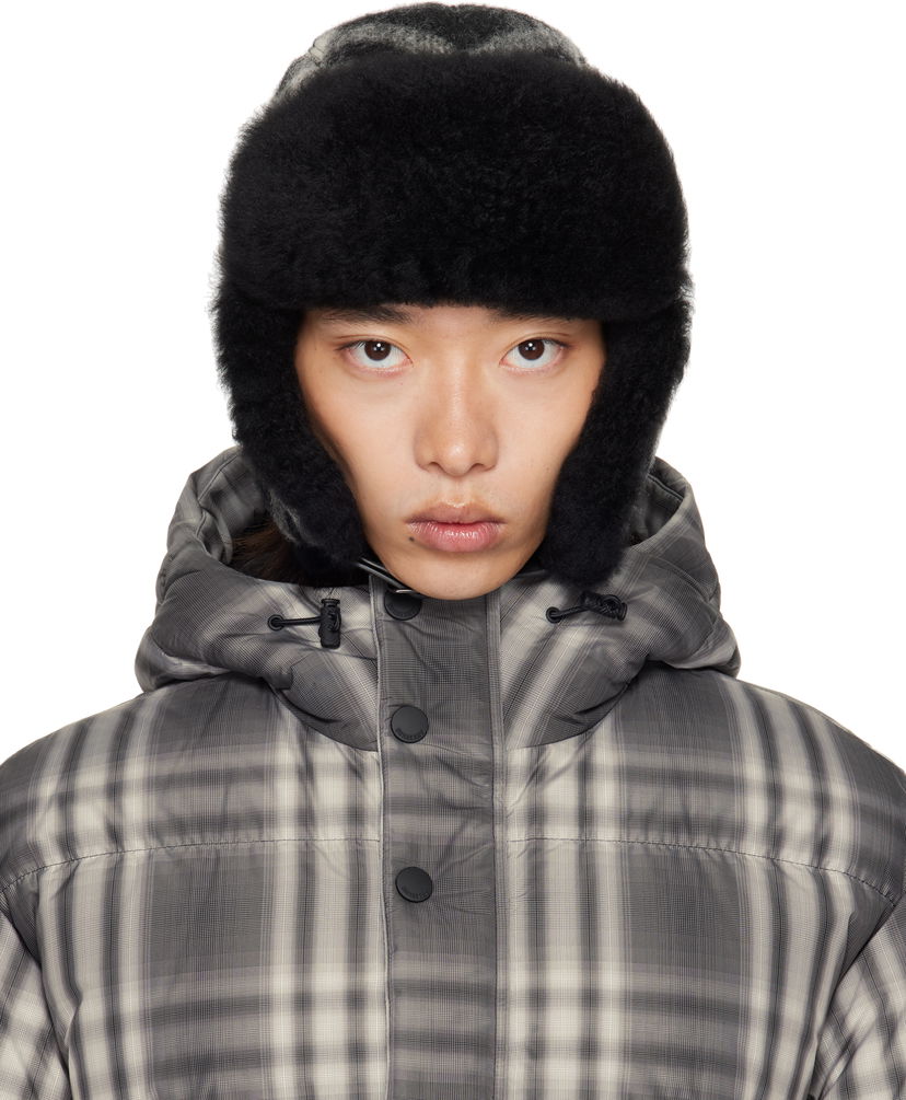 Hat Burberry Burberry Check Wool Trapper Hat Grå | 8114830