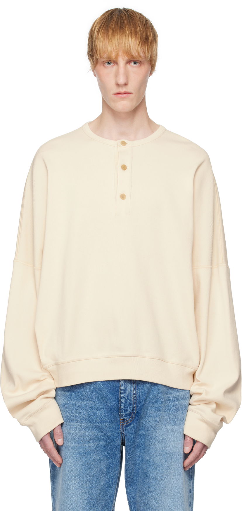 Sweatshirt The Row The Row Greto Henley Sweatshirt Beige | 945-K660
