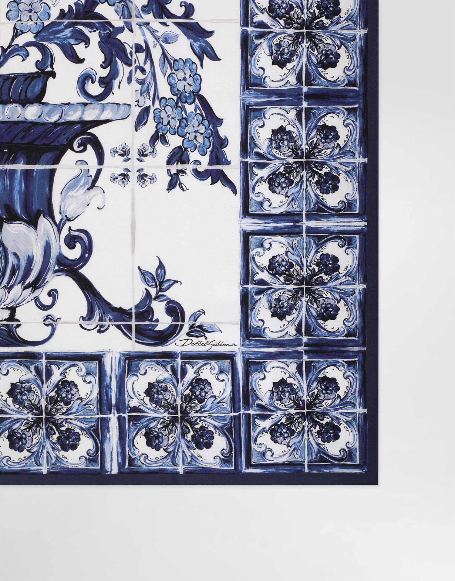 Tørklæde Dolce & Gabbana Dolce & Gabbana Majolica-Print Silk Twill Square Scarf Blå | IF037WGDDHCHA3OA, 1