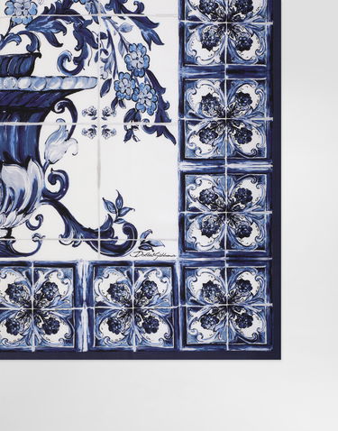 Tørklæde Dolce & Gabbana Dolce & Gabbana Majolica-Print Silk Twill Square Scarf Blå | IF037WGDDHCHA3OA, 1