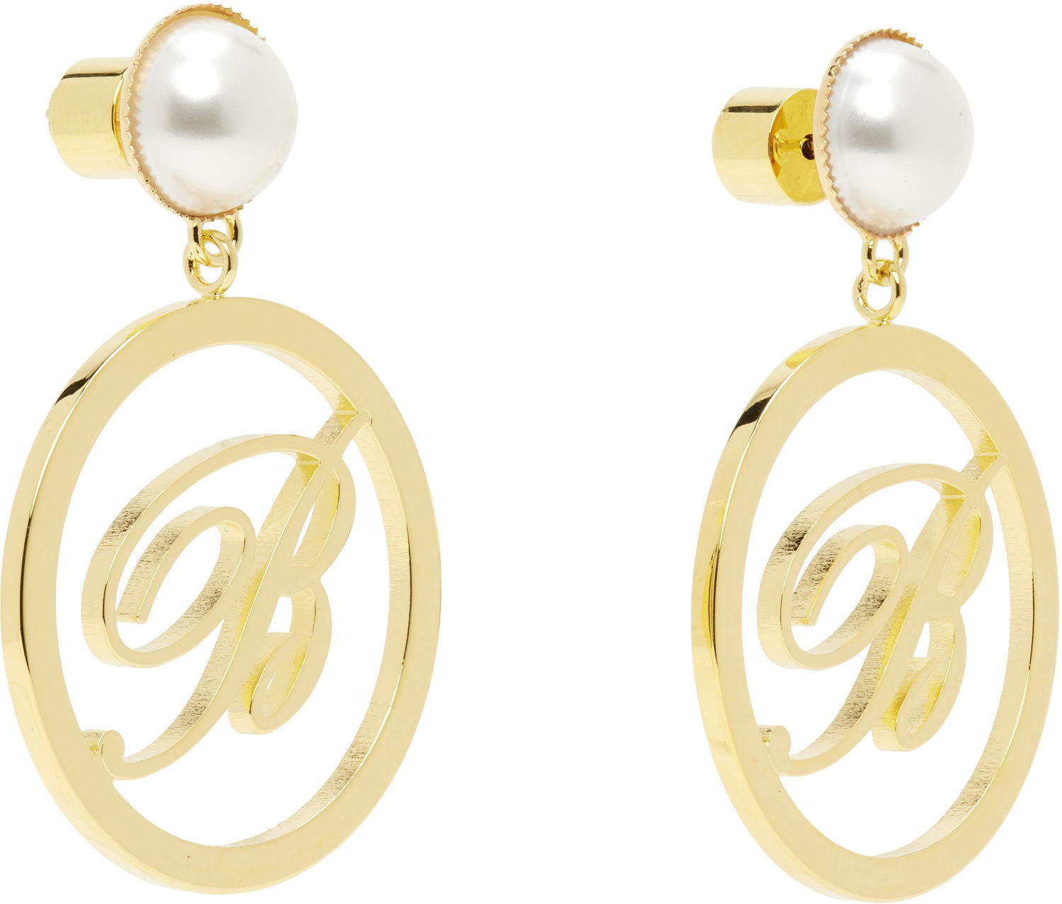 Øreringe Blumarine Blumarine Faux-Pearl Initial Earrings Metalisk | P522W326A, 1
