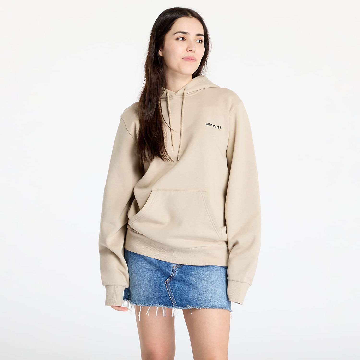 Sweatshirt Carhartt WIP Hooded Script Embroidery Sweat Wall/ Black Beige | I033658.AWXX., 1
