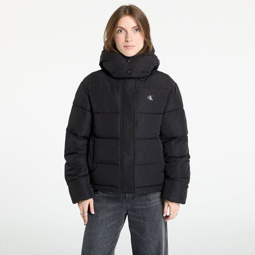 Puffer jakke CALVIN KLEIN Calvin Klein Jeans Matte Monologo Short Puffer Jacket Sort | LV047D513G UB1