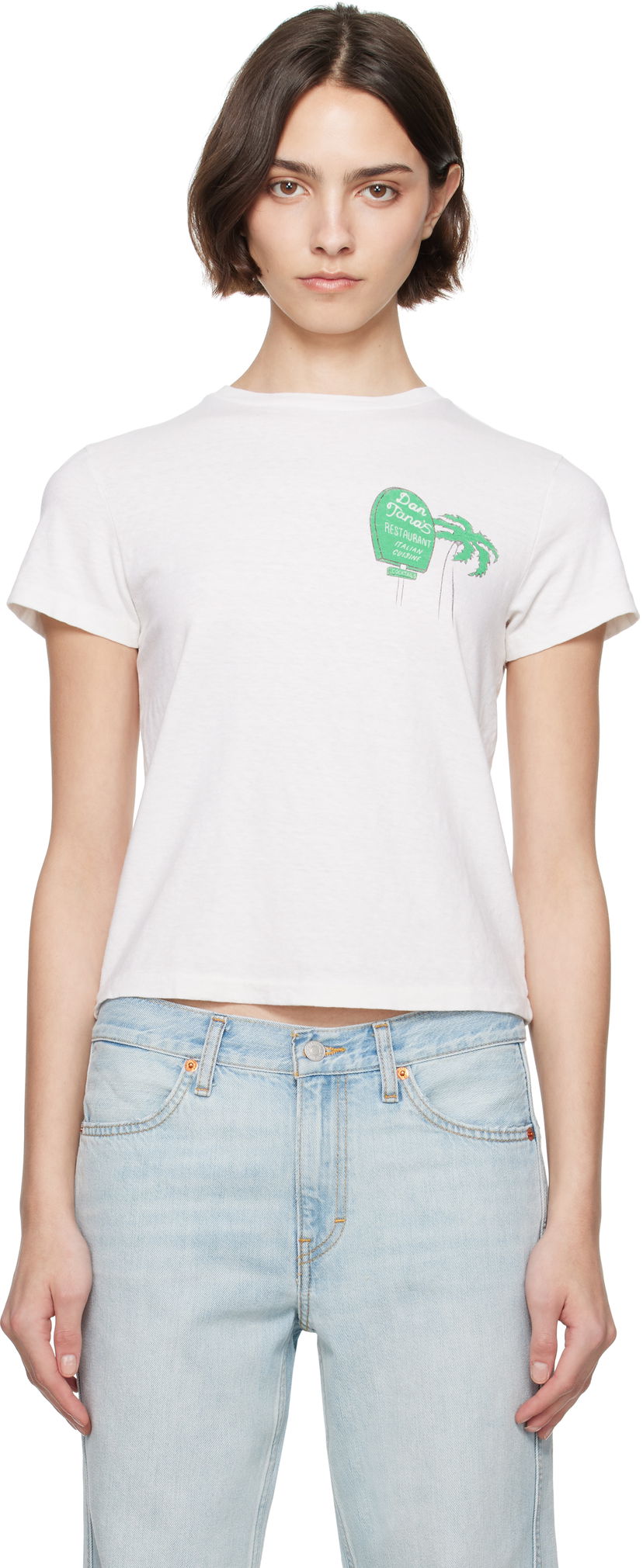 T-shirt RE/DONE Re/Done Classic 'Dan Tana's' Sign T-Shirt Hvid | 024-02WCGT337