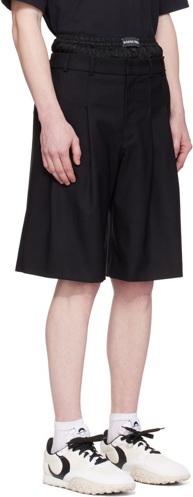 Shorts Marine Serre Marine Serre Virgin Wool Twill Shorts Sort | MSH010A RWOV0001, 4