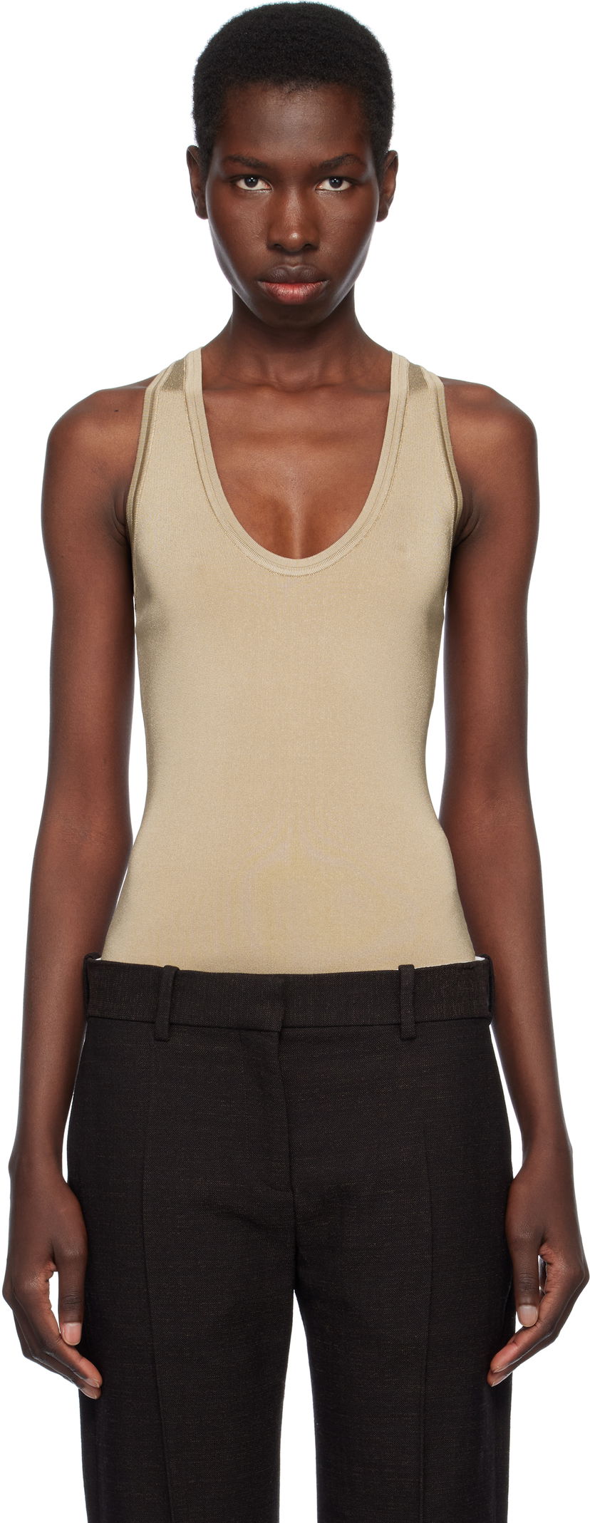 Tanktop FERRAGAMO Ferragamo Knitted Bodysuit Beige | 783140
