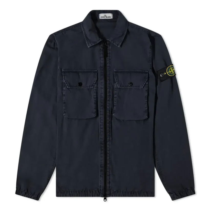 Skjorte Stone Island Two Pocket Brushed Cotton Shirt Jacket Blå | 7515113WN-V0120