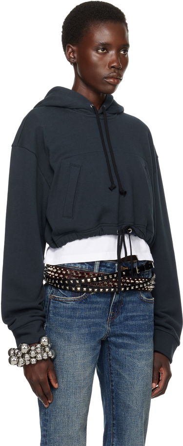 Sweatshirt Comme des Garçons Comme des Garçons Girl Cotton Back Pile Cropped Hoodie Mørkeblå | NO-T016-051-1, 1