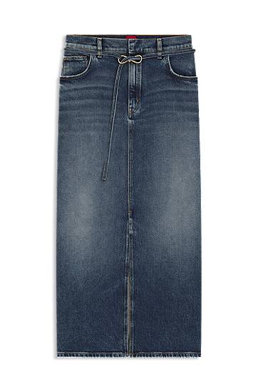 Nederdel BOSS Denim skirt with front slit and carabiner closure Blå | 50550747, 0
